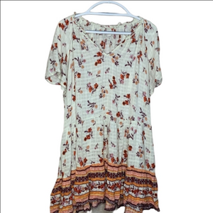 Cato Cream and Orange Floral Tunic Top size 22/24